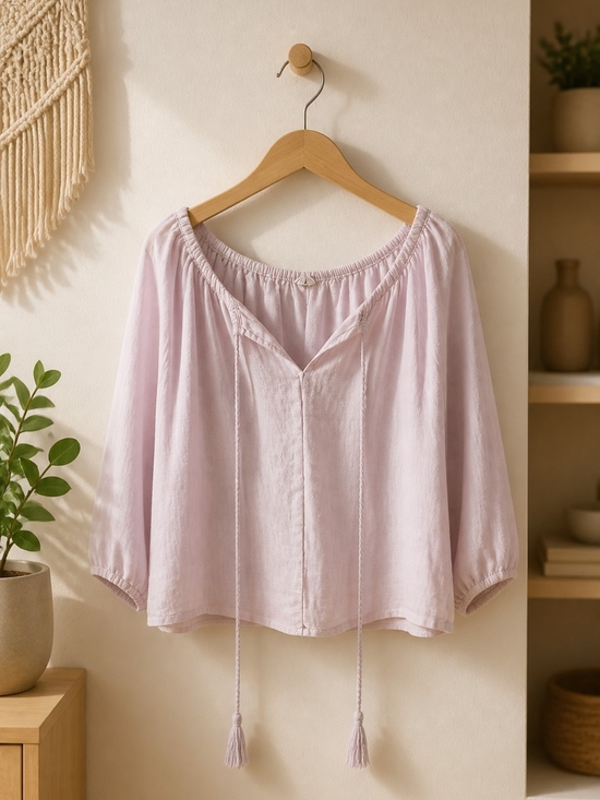 Tops - Light Lilac Peasant Blouse - Womens Top